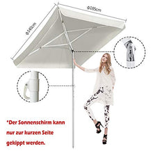 LZQ - Ombrellone rettangolare 185 x 140 cm, da giardino, altezza regolabile: 135 cm ~ 225 cm, colori: grigio scuro/beige/tortora/blu.