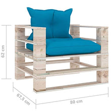 vidaXL Divano da Giardino in Pallet con Cuscini Blu in Legno di Pino