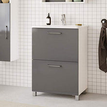 Randalsa Happy mobili 60 cm | Grigio | 61 x 91 x 46 cm | Mobile con 2 cassetti + lavabo in Ceramica