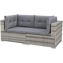SKM Set Divani da Giardino 10 pz con Cuscini in Polyrattan Grigio
