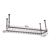JHGJBJ Hanging Supporto del Vino di Vetro, Stabile soffitto Ferro Appeso Rack di stoccaggio Bicchiere di Vino battuto, Regolabile in Altezza: 30-60cm (90x35cm) (Color : Brown)