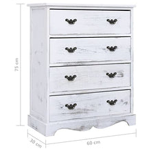 vidaXL Cassettiera 4 Cassetti Portaoggetti Moderna Robusta Pratica Armadietto Credenza Arredo Casa Paulownia Pioppo MDF Bianca Legno Massello