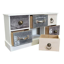 Clic-And-Get Mini Cassettiera Cassetti Cassetta Accessori Legno Organizzazione Vintage Shabby Armadio - 6 scompartimenti Largo