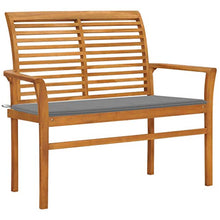 vidaXL Panca da Giardino con Cuscino Grigio 112 cm in Legno di Teak