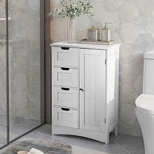 Leww, credenza da bagno, cassettiera multiuso, con 4 cassetti e 1 scomparto laterale, per soggiorno, cucina, corridoio
