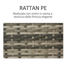 Outsunny Set 2 Poltrone da Giardino e Tavolino Contenitore in Rattan PE e Acciaio, Arredamento da Esterno Grigio e Beige