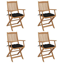 vidaXL Sedie da Giardino Pieghevoli 4 pz con Cuscini Massello d'Acacia