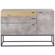 Beliani Credenza Base in Metallo Nero 3 Cassetti Legno Chiaro e Grigio Arietta