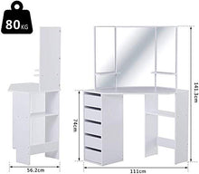 Armadietto di immagazzinaggio cosmetici cassetti specchio con tre camere da letto comò,White