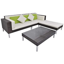 SKM Set Divani da Giardino 4 pz con Cuscini in Polyrattan Marrone (51.2kg)