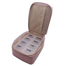 Portapillole a Prova di umidità Borsa in Pelle 8 Scomparti Portapillole settimanale con Design a Prova di umidità Trasparente + Rosa