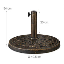 Relaxdays Base per Ombrellone, per Aste da 38-50 mm, Resistente alle Intemperie, Giardino & Balcone, Ø 49,5 cm, Marrone