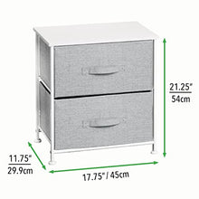 mDesign comodino in tessuto con due cassetti – Ottimo per le vostre camere da letto! – Colore: grigio