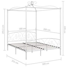 SKM Letto a Baldacchino Bianco in Metallo 180x200 cm (31.9kg)