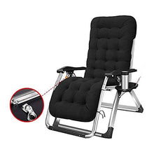 Hfyg Lettino Prendisole Comodo Lettino reclinabile a gravità Zero, Sedia Pieghevole Pieghevole per Esterno, poltroncina da Spiaggia, reclinabile, da Ufficio, con Cuscini Chaise Longue (Color : Black)