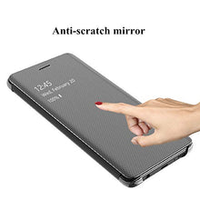 CrazyLemon custodia per Samsung Galaxy S7 Edge, custodia protettiva sottile e leggera con specchio visibile in pelle PU + custodia ibrida antiurto per PC in microfibra - Argento