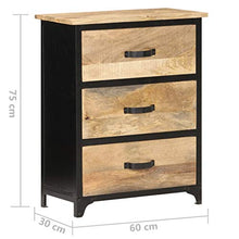UnfadeMemory Cassettiera 60x30x75 cm in Legno Massello di Mango