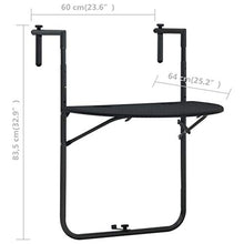 E E-NICES Tavolo da Balcone Pensile Nero 60x64x83,5cm Plastica Rattan