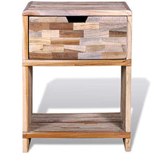 FAMIROSA Comodino con Cassetto in Legno di Recupero di Teak