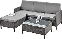 Set da giardino, divano 3 sedile divano grigio grigio grigio grigio trasparente, set da giardino Vine 3 tablet sgabello e 3 sedile divano,Light grey