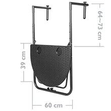 PrimeMatik - Tavolino semicircolare Regolabile per Balcone 60x39cm Nero