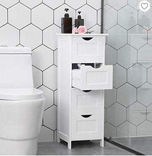 YIZHE Mobiletto Bagno con 4 Cassetti, Piccolo Mobile da Bagno, Mobiletto con Supporto a Pavimento e Armadietto di Legno