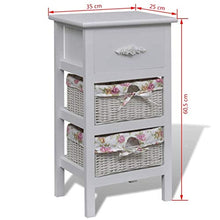 FAMIROSA Armadio con 1 Cassetto e 2 Cestini Bianco in Legno di Paulownia