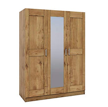 Möbel-Store24 - Armadio con ante a specchio, in legno di quercia naturale parzialmente oliato, 3 ante
