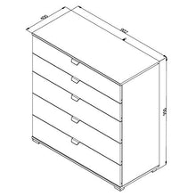 Cassettiera a 5 cassetti - Vincent - 90 cm, Rovere