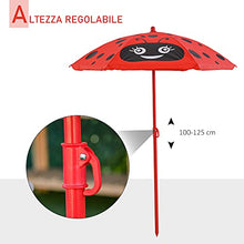 Outsunny Set Tavolo da Giardino con 2 Sedie Pieghevoli e Ombrellone per Bambini in Metallo e Poliestere, Rosso