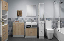 Temahome Combi, Armadietto da Bagno con Portabiancheria, Bianco/Beige (White & Oak)