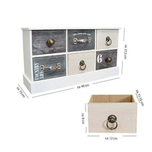 Clic-And-Get Mini Cassettiera Cassetti Cassetta Accessori Legno Organizzazione Vintage Shabby Armadio - 6 scompartimenti Largo