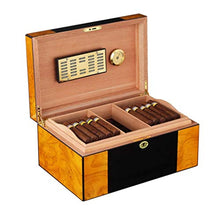 SMEJS Desktop Cigar Humidor, Cedar & Leather Cigar Box di stoccaggio Bene Seal Design con Vassoio e divisore Regolabile, Vetro igrometro e umidificatore Rettangolo