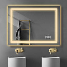 Yinleader Specchio da parete per bagno a LED con illuminazione, 60 x 80 cm, con interruttore touch, luce a 3 colori, luminosità regolabile in bianco caldo, bianco freddo