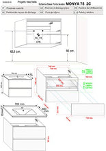 COMPOSIZIONE BAGNO Linea Elegance da 75CM Mobile Sospeso + Lavabo + Specchio + Lampada Led (Bianco Lacquered)