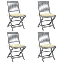 vidaXL Sedie da Giardino Pieghevoli 4pz con Cuscini in Massello Acacia