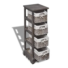 vidaXL Legno di Paulownia Struttura con 4 Cestini Tessuti Marrone Mobiletto
