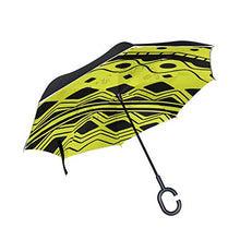 LENNEL Doppio Strato Antivento Design A Forma di C Manico Geometrico Modello Reverse Pieghevole Inverti Ombrelli con Strisce Riflettenti Sicurezza Notturna