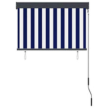 vidaXL - Tenda avvolgibile per esterni, 100 x 250 cm, colore: blu e bianco