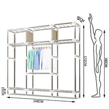 ZZBIQS - Armadio in tessuto extra large, con 2 tasche laterali, con asta appendiabiti, guardaroba, per cameretta e camera da letto
