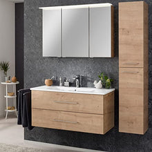 Fackelmann - Set di mobili da Bagno in Stile Rustico, con armadietto a Specchio a LED, 100 cm, 3 Pezzi
