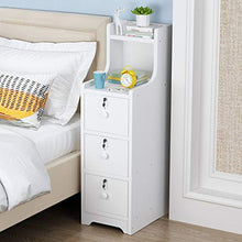 Comodini ultra-stretto comodino con alto deposito e serratura 3 cassetti grande capacità armadio semplice spessore piastra materiale FANJIANI (colore : Bianco, Dimensioni: 30X35X70CM)