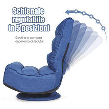 COSTWAY Poltrona Sedia Relax Pieghevole Reclinabile Girevole, Divano Comodo per Studio Salotto, con Schienale, Ottima per Rilassarti (Blu) - Arredi Casa