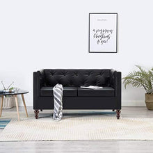 vidaXL Divano Chesterfield a 2 Posti Similpelle Nero Moderno Arredo Casa Sofa