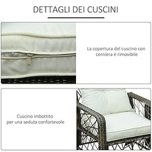 Outsunny Set 2 Poltrone da Giardino e Tavolino Contenitore in Rattan PE e Acciaio, Arredamento da Esterno Grigio e Beige