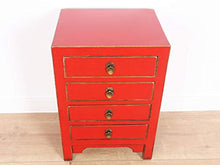 Yajutang - Cassettiera cinese in legno massiccio, colore: rosso