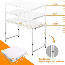 AJIU Tavolo da Campeggio Pieghevole 4FT in Alluminio Portatile Regolabile in Altezza con Tavolo da Picnic con Foro per Ombrellone per Picnic, Spiaggia, Esterno, Interno, Barbecue,Blu