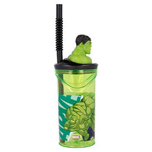 Bicchiere Con Cannuccia E Figura 3d - 360 ml | Avengers Comic Heroes Hulk