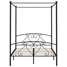 SKM Letto a Baldacchino Nero in Metallo 160x200 cm (27kg)