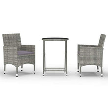 FAMIROSA Set Bistrot Giardino 3 pz Polyrattan e Vetro Temperato Grigio-8379